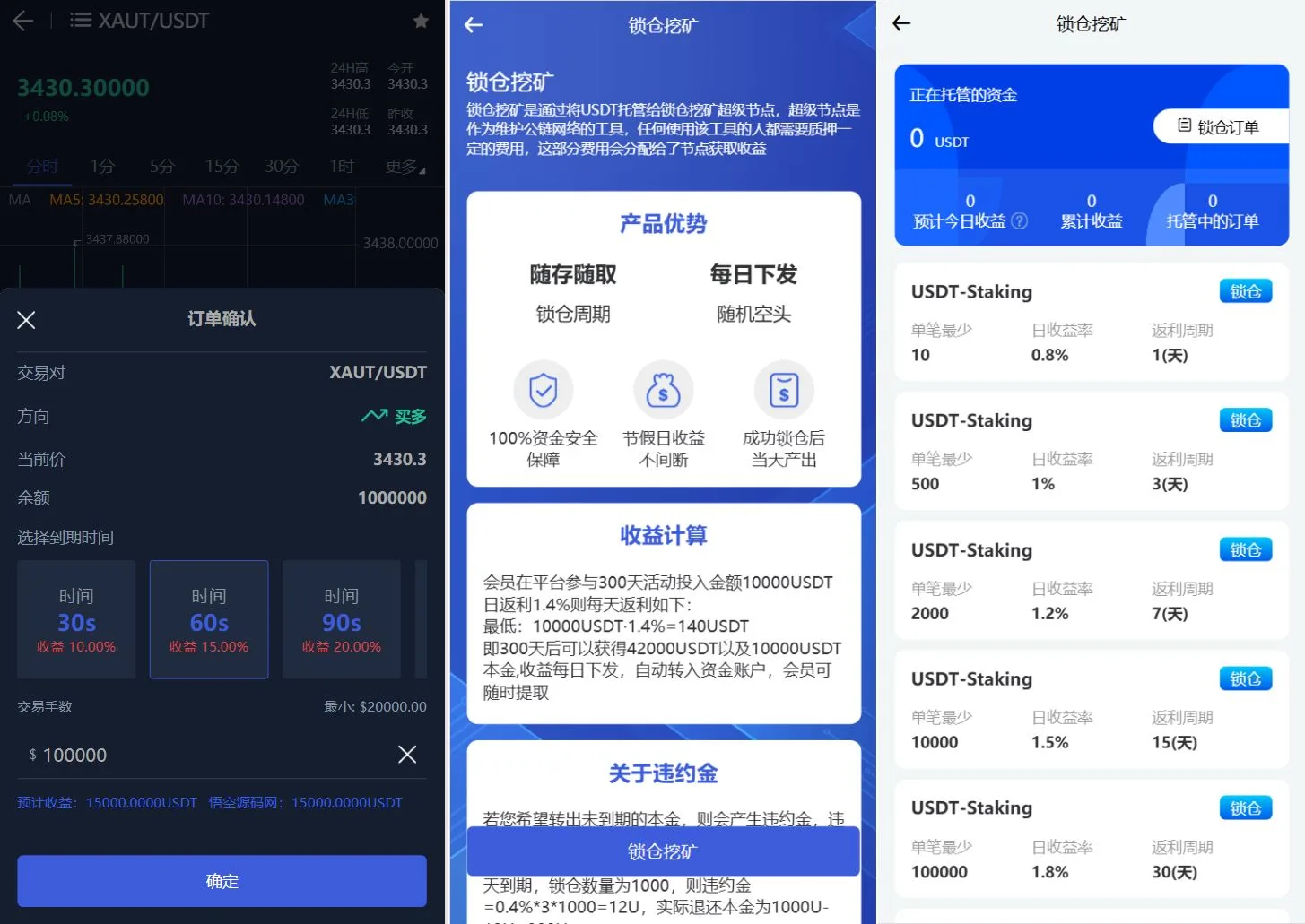【优选源码】Phemex多语言交易所源码/期权交易+合约交易+新币申购+锁仓挖矿+平台币发行+K线行情控制/前端uniapp编译后+后端PHP